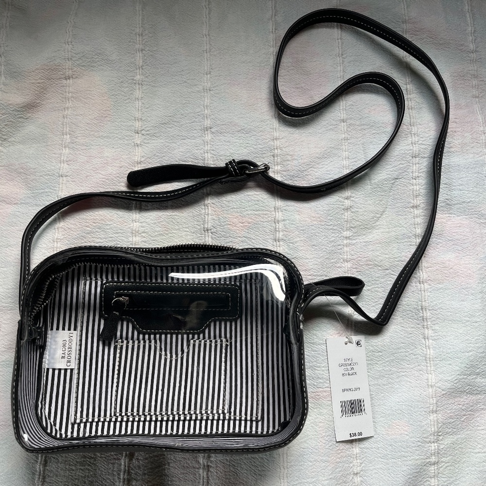 Clear / Black Stadium Crossbody Adjustable Strap